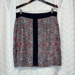 Brooks Brothers silk paisley print skirt navy